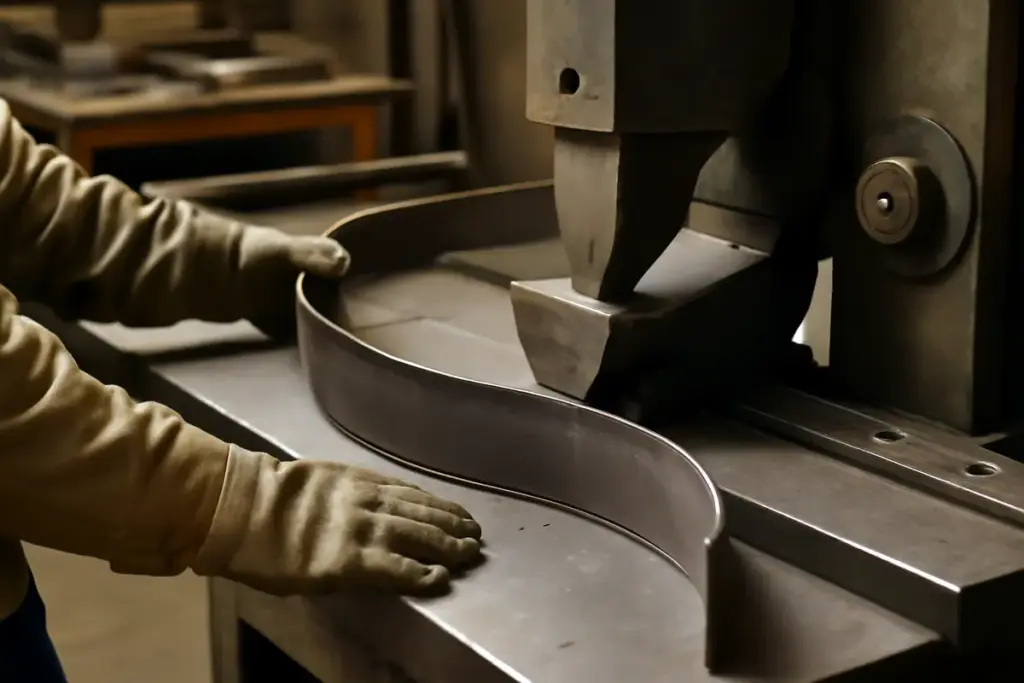 Pressopiegatura di profili metallici per giardini: realizzare curve resistenti e omogenee senza incrinature